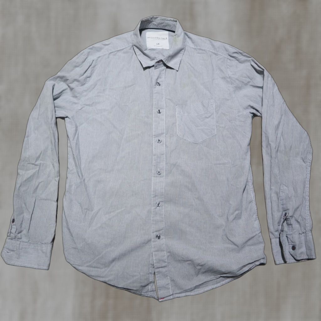 Vintage Aéropostale Shirt Mens L Gray Button-Up Casual Pocket Long Sleeve Shirt Size US L / EU 52-54 / 3 - 1 Thumbnail