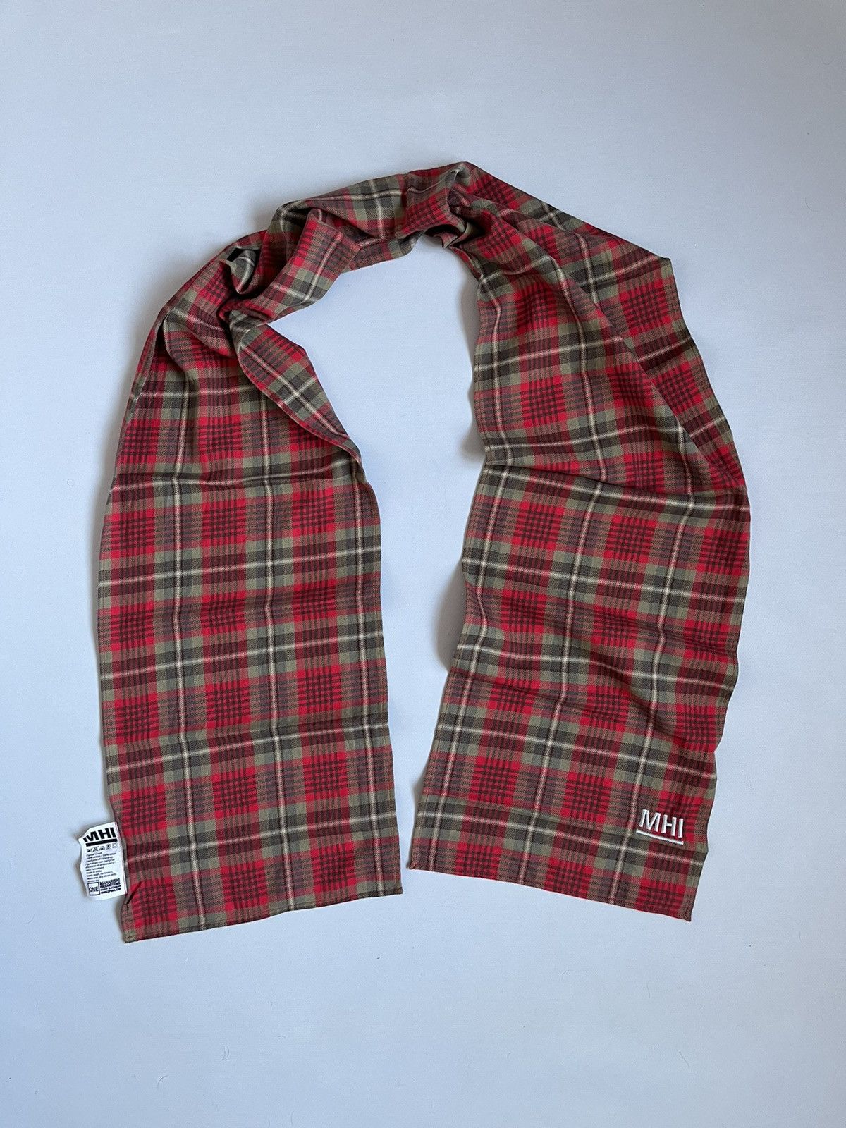 Designer × Japanese Brand × Maharishi Maharishi Unisex Red Plaid Cotton Scarf Size ONE SIZE - 2 Thumbnail