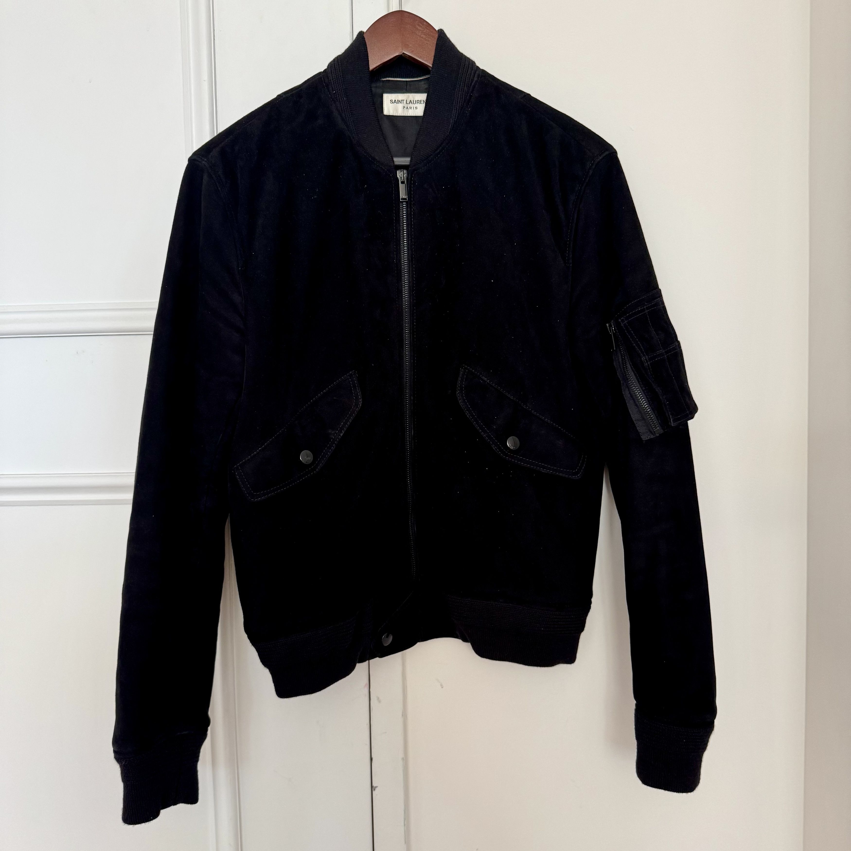 Saint Laurent Paris Suede MA-1 Bomber Jacket Size US M / EU 48-50 / 2 - 1 Thumbnail