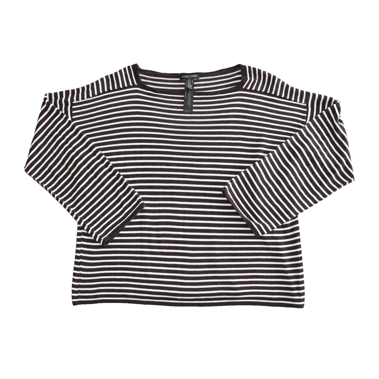 Eileen Fisher EILEEN FISHER Striped Tencel Knit LS Petite Sweater Top PL Size L / US 10 / IT 46 - 4 Thumbnail
