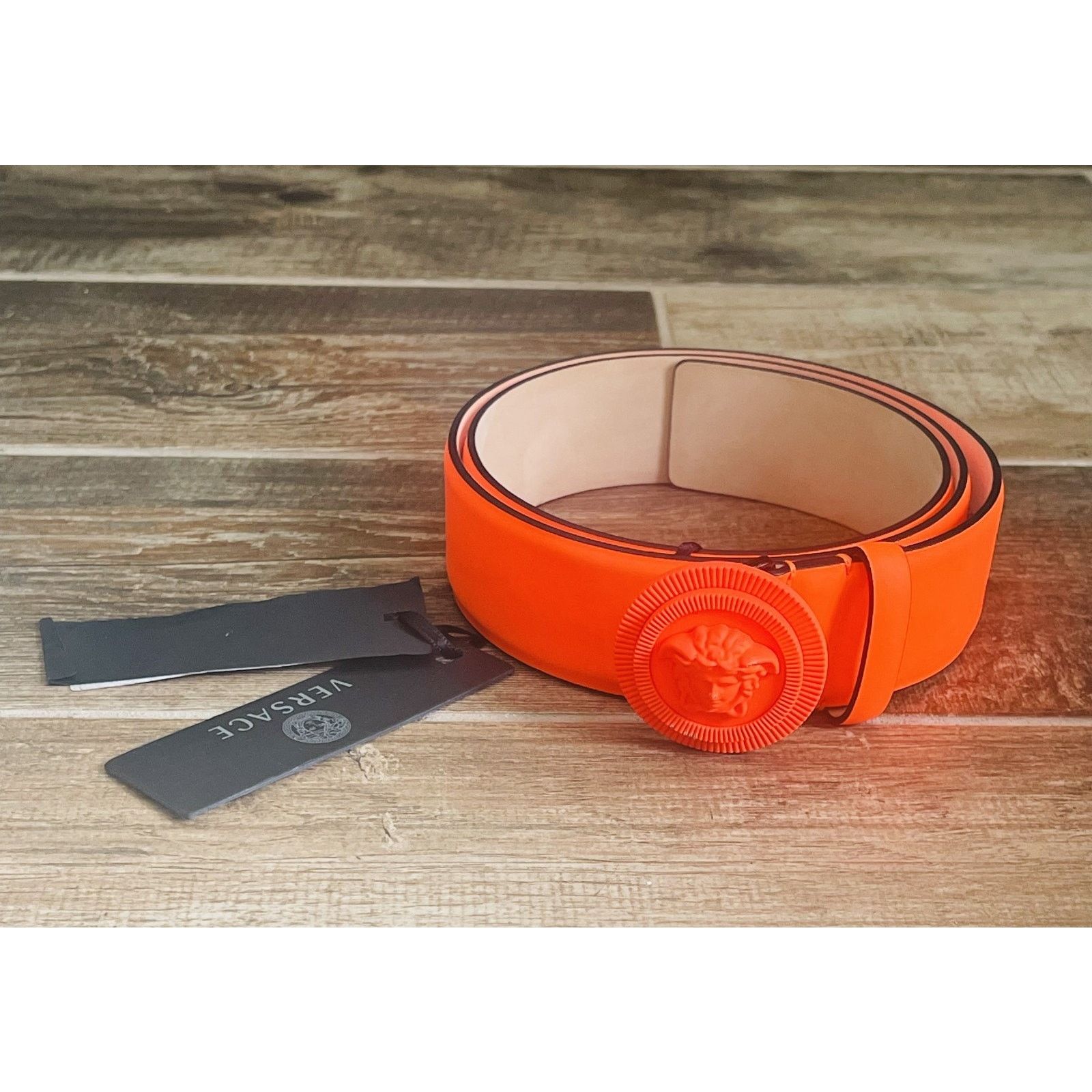 NWT Authentic Versace Leather Belt Medusa Buckle Orange Luxury Designer Versace La Medusa reversible leather belt | Mercari main image 4