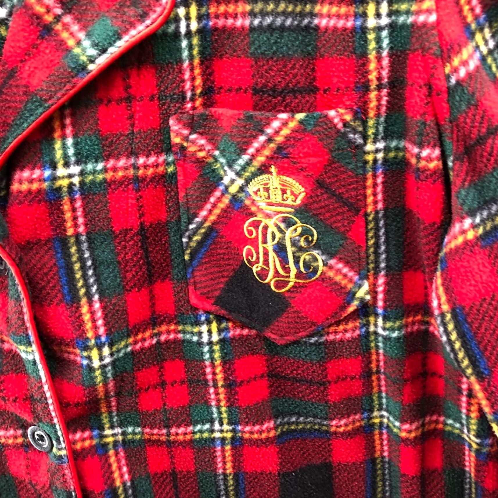 Ralph Lauren Lauren Ralph Lauren Fleece Pajama Shirt Womens L Red Scotch Plaid Crest Pocket Shirt Size L / US 10 / IT 46 - 5 Thumbnail