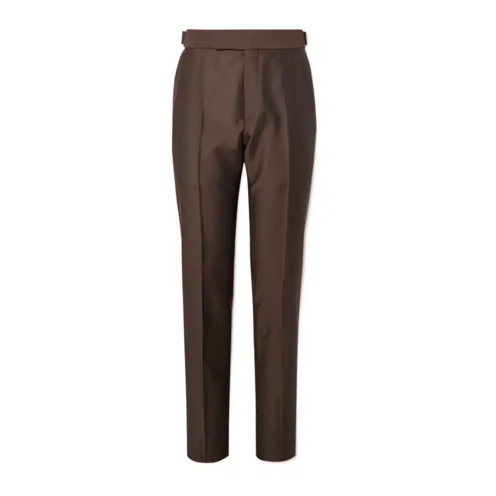 Tom Ford o1loc1c0425 PLAR06 Pure Silk Atticus Pant in Dark Brown Size US 38 / EU 54 - 1 Thumbnail