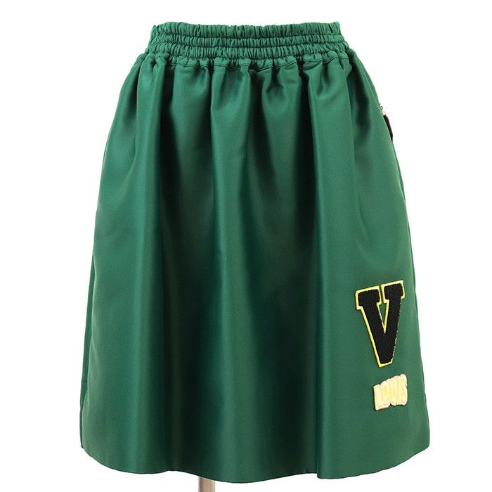 Louis Vuitton Louis Vuitton Louis Vuitton V Logo Patch & Embroidery Technical Jersey Silk Blend Skirt Textile Skirts DUTY FREE for USA Size ONE SIZE - 1 Thumbnail