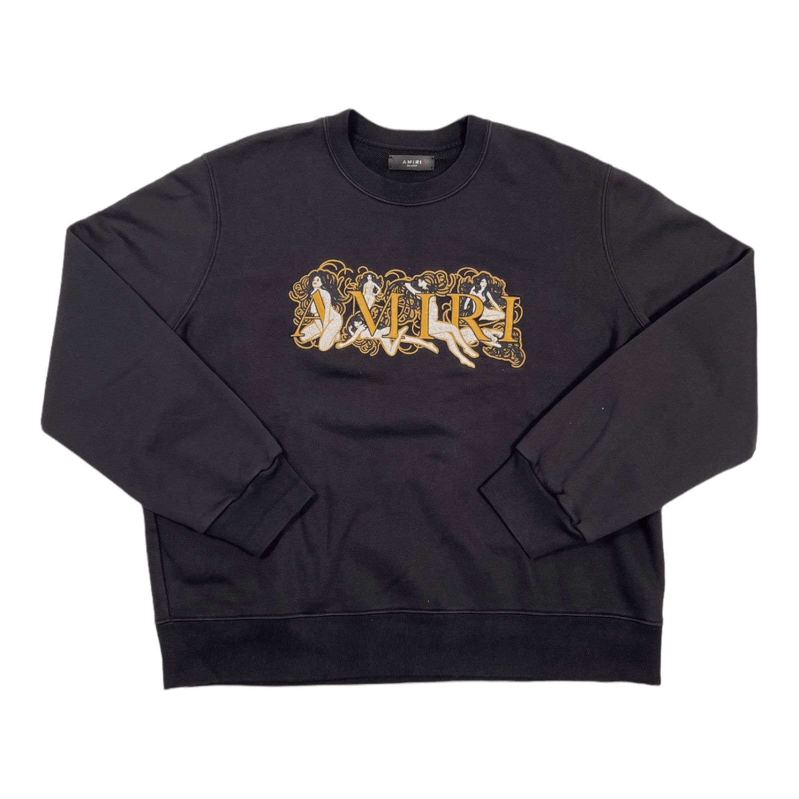 Amiri Amiri Ladies Logo Crewneck Sweatshirt Black Gold Pre-Owned