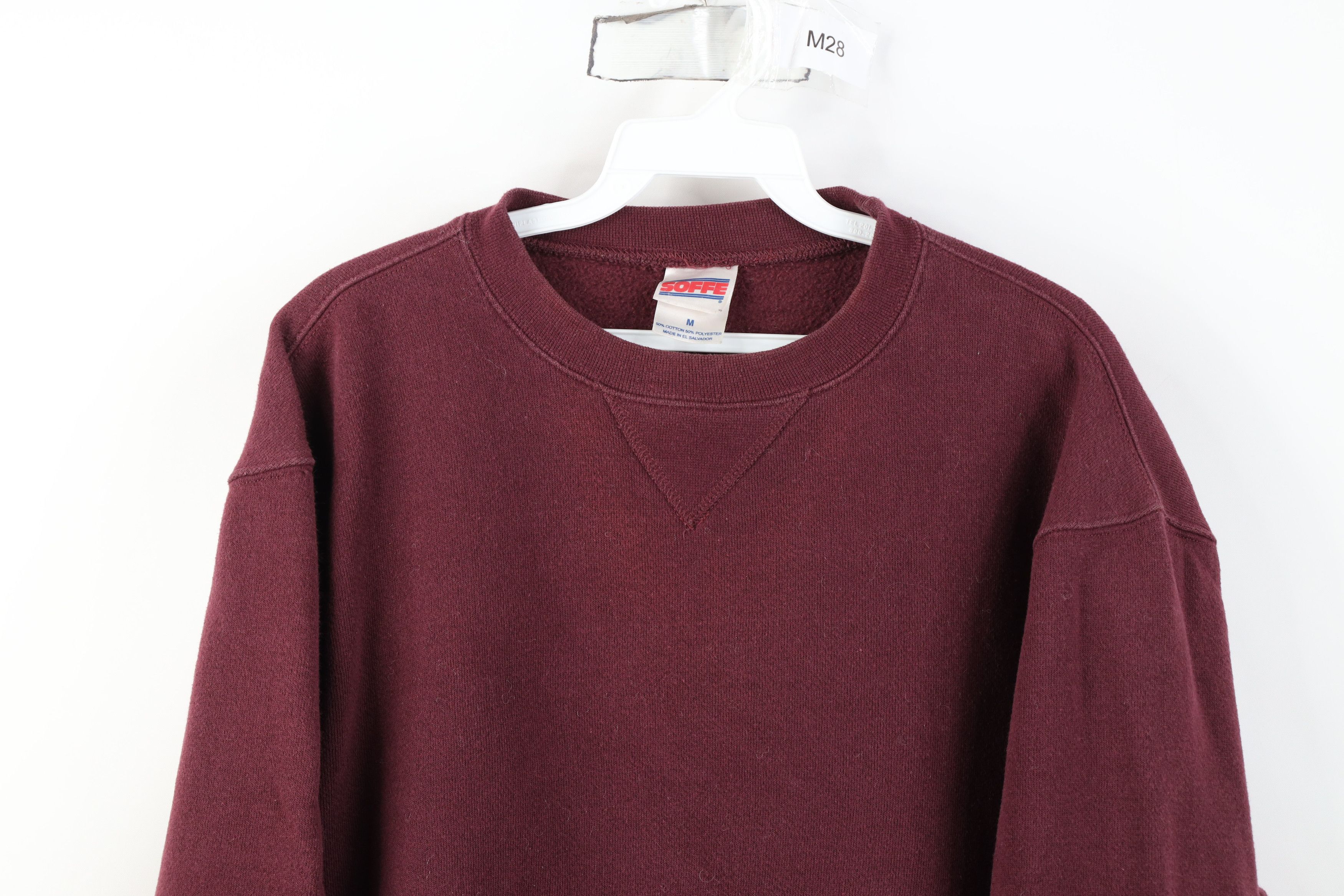 Vintage Vintage 90s Streetwear Blank Crewneck Sweatshirt Burgundy Size US M / EU 48-50 / 2 - 2 Thumbnail