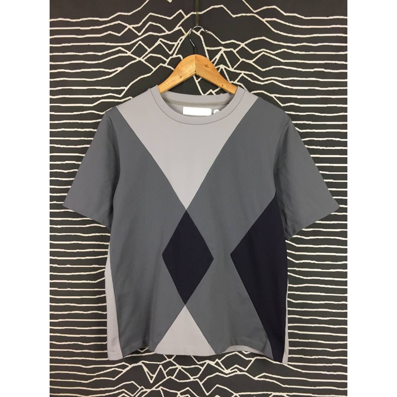 Japanese Brand ETHOSENS Geometric Pattern Cut And Sew Nylon Tee Size US M / EU 48-50 / 2 - 1 Thumbnail