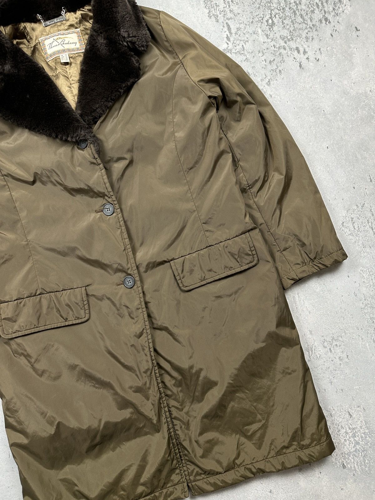 Burberry Vintage Thomas Burberry 80s Faux Fur Collar Long Padded Coat Size XL / US 12-14 / IT 48-50 - 5 Thumbnail