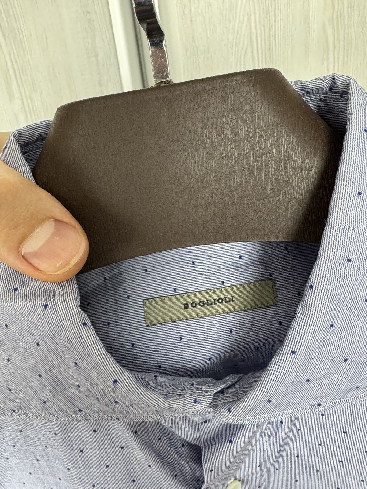 Boglioli Boglioli Dover polka dot pattern blue long sleeve shirt Size US L / EU 52-54 / 3 - 8 Thumbnail
