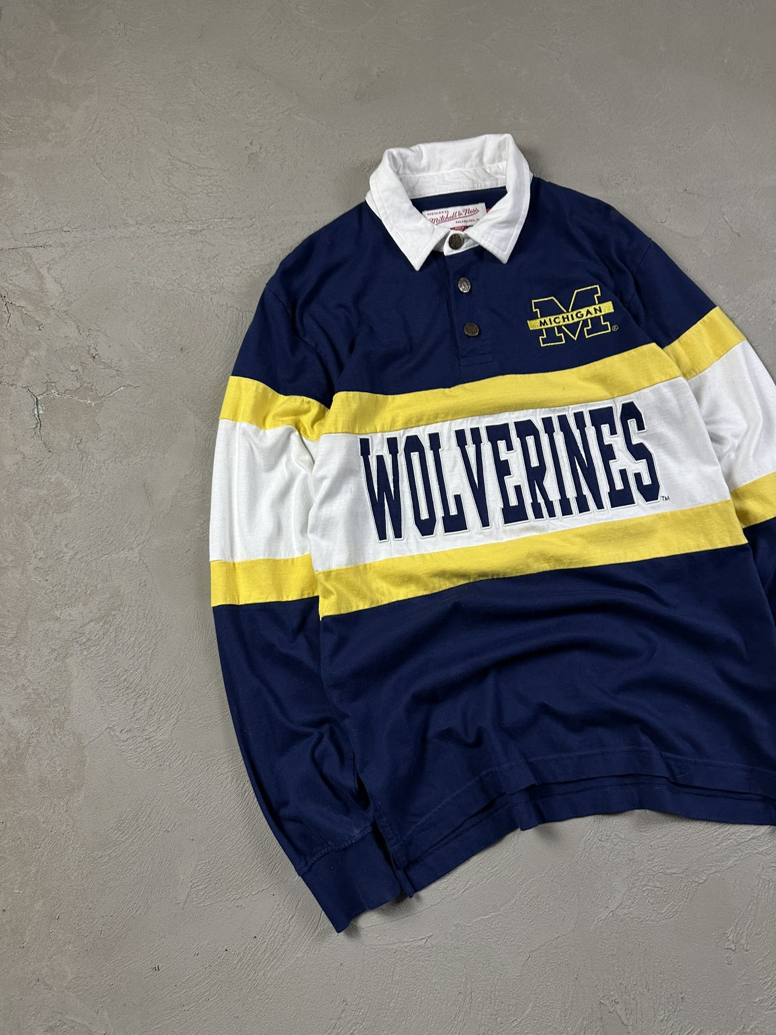Mitchell & Ness Vintage Y2k Mitchell & Ness Michigan Wolverines Rugby Polo Size US S / EU 44-46 / 1 - 2 Thumbnail