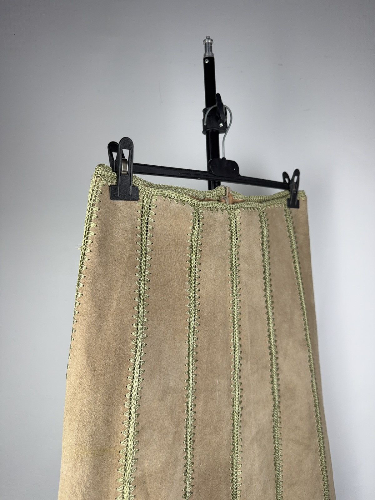 Genuine Leather Retro Rem Jorgensen Suede Skirt Boho 70sAvant Garde Style XL Size 31" - 2 Thumbnail