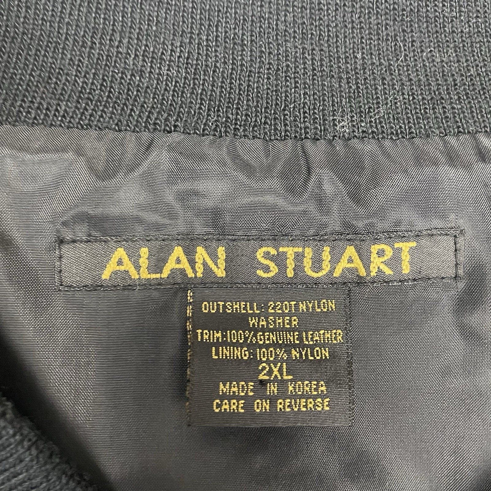 Other Vintage Alan Stuart Bomber Leather Nylon Jacket Black 90s Size US XXL / EU 58 / 5 - 6 Thumbnail