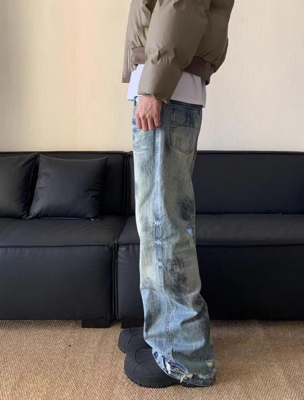 Jean Painted Baggy Washed Denim Jeans Size US 34 / EU 50 - 5 Thumbnail