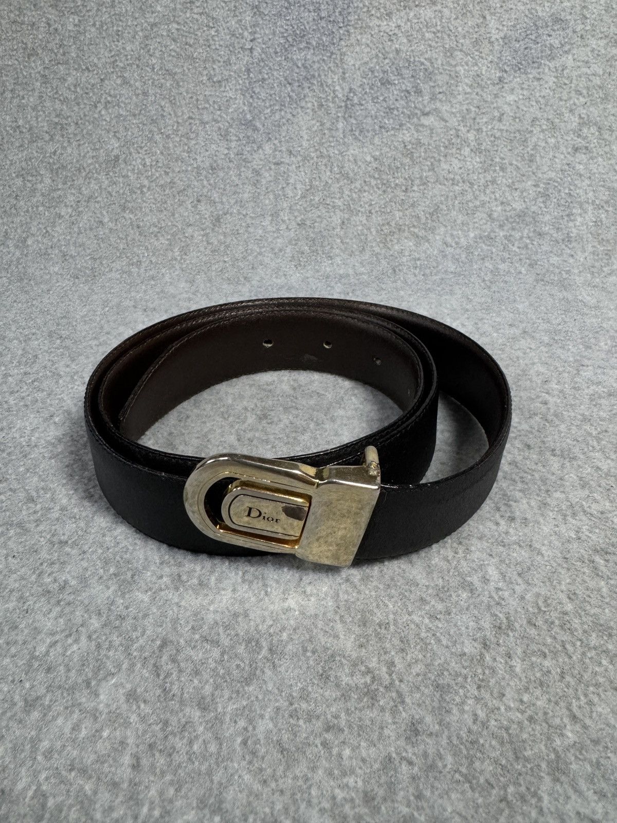 Dior Vintage Christian Dior Logo Buckle Black Leather Belt Unisex Size ONE SIZE - 1 Thumbnail