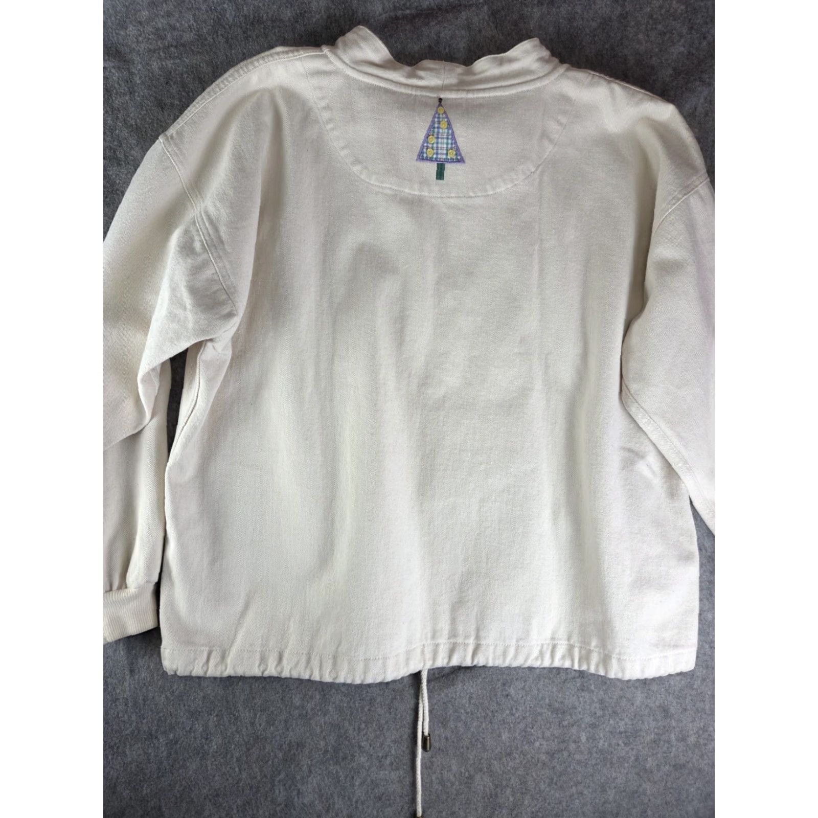 Vintage VINTAGE Christopher & Banks Canvas Pullover Jacket Embroidered Pine Trees 2XL Women Ivory Cotton Canvas Embroidered Jacket 2XL Women Size XXL / US 16-18 / IT 52-54 - 4 Thumbnail