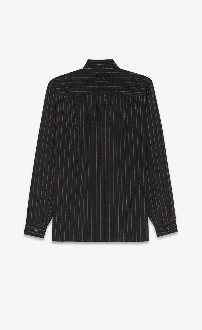 Saint Laurent Paris o1bcso1str1124 Lavalliere-Neck Shirt in Black Size US S / EU 44-46 / 1 - 3 Thumbnail