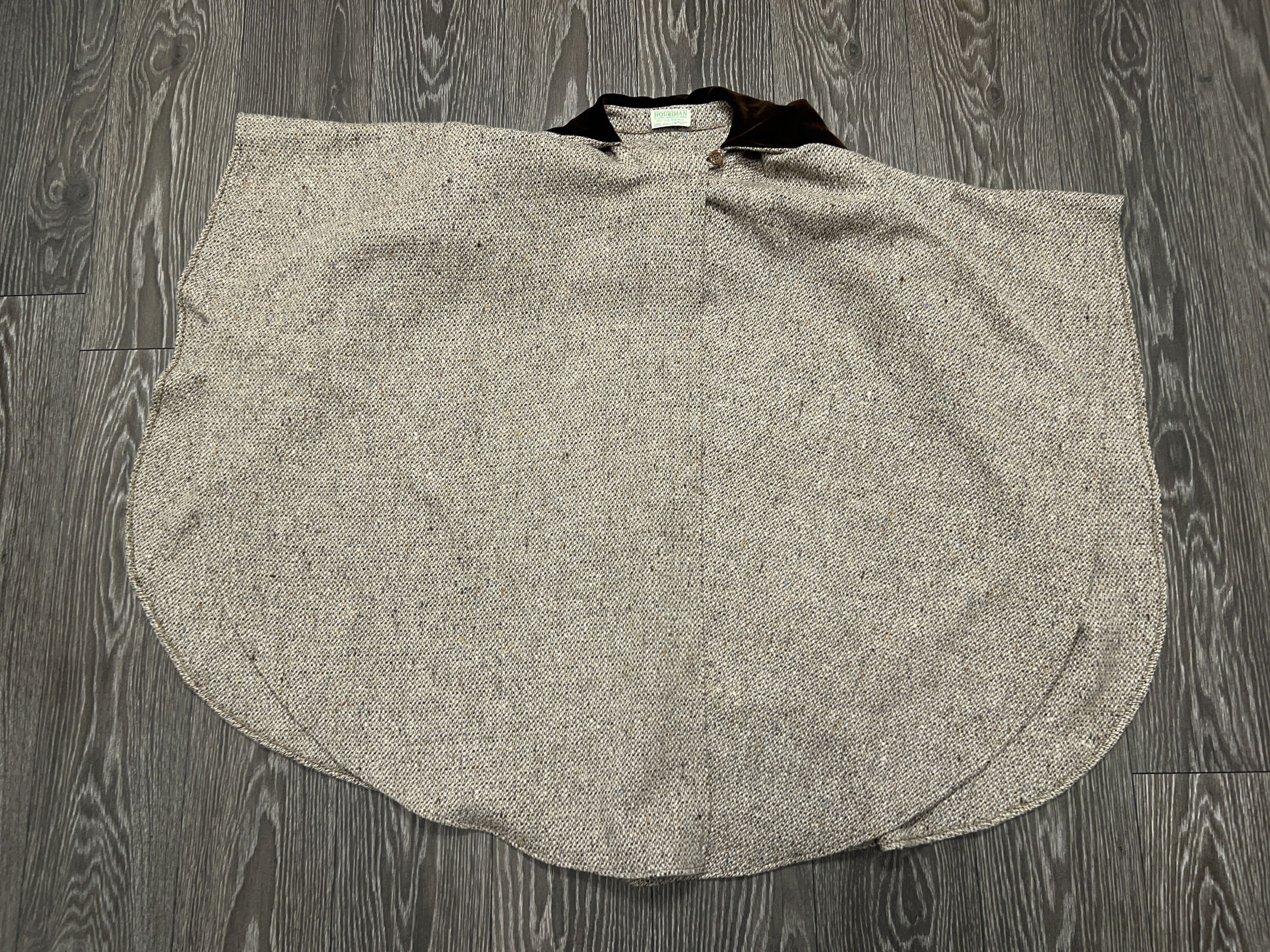 Vintage Jimmy Hourihan Ireland Wool Tweed Velvet Cape Coat Jacket Size ONE SIZE - 5 Thumbnail