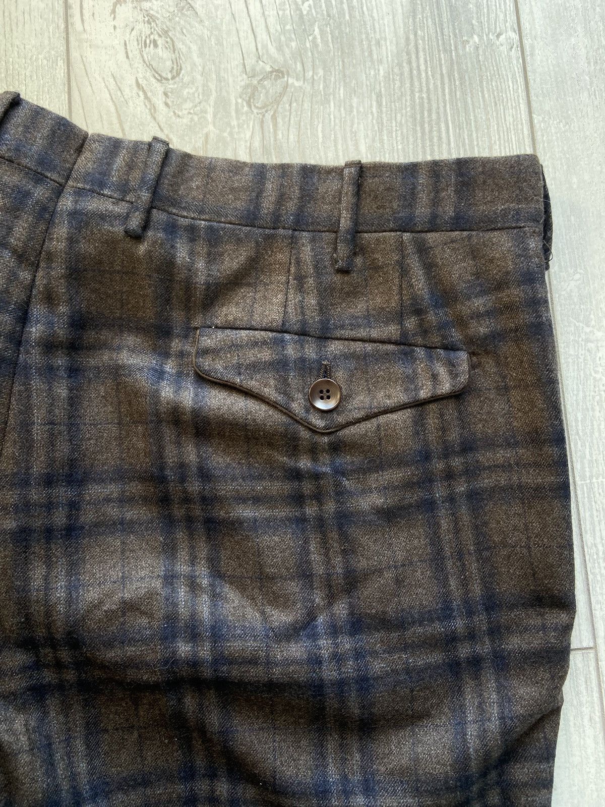 Rota Rota Brown Blue Checked Wool Trousers Size US 39 - 15 Thumbnail