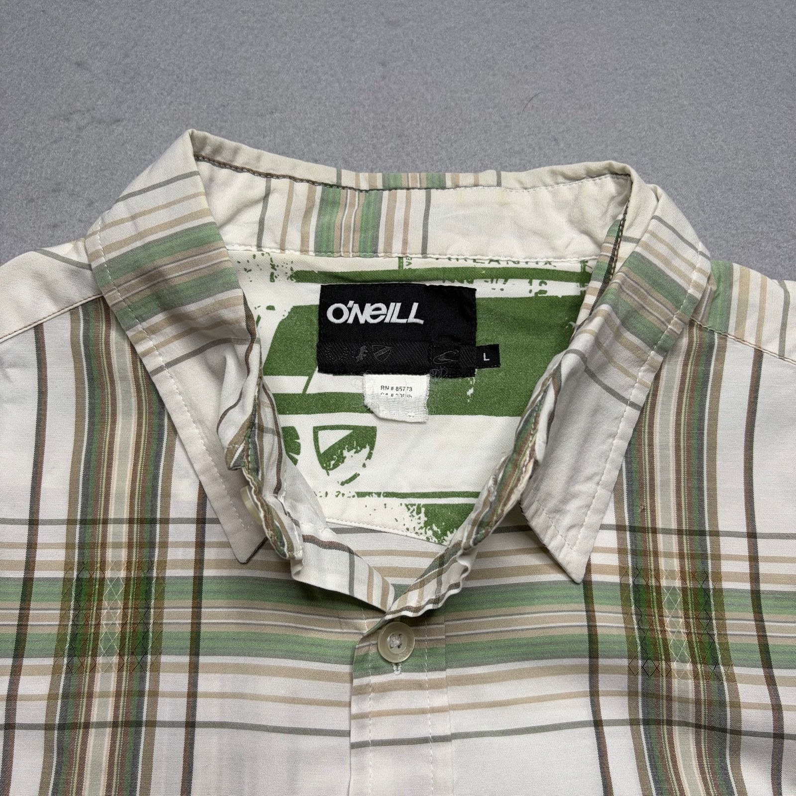 O'Neill O’Neill Plaid Button Up Shirt Men’s Large White Green Shirt Size US L / EU 52-54 / 3 - 2 Thumbnail