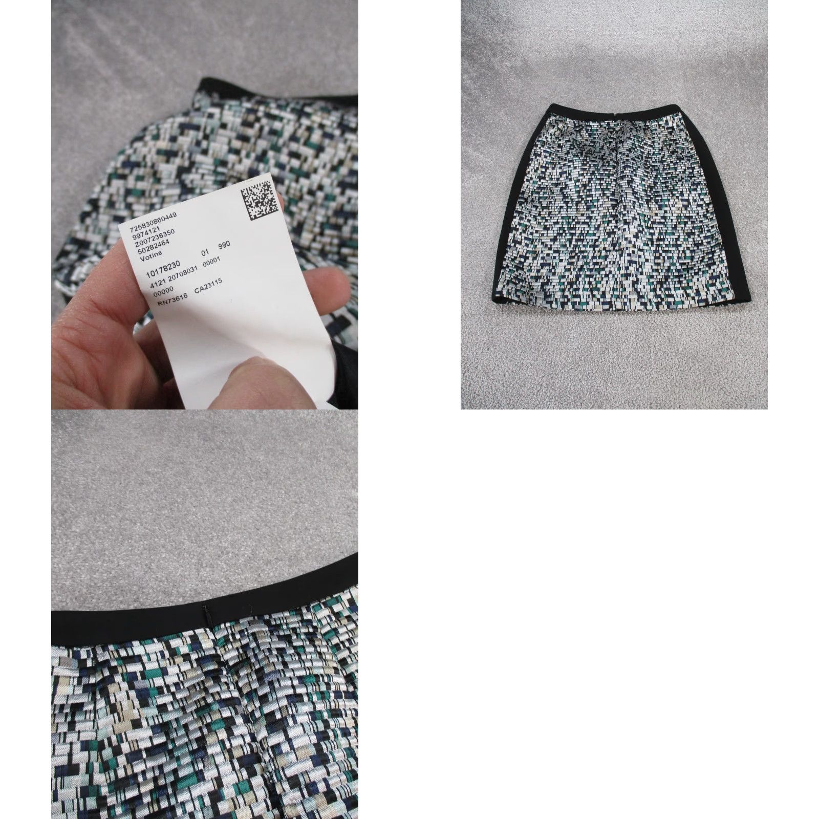 Hugo Boss HUGO BOSS Pencil Skirt Womens 8 Black Multi Geometric Zip Knee Length Size 30" / US 8 / IT 44 - 8 Thumbnail