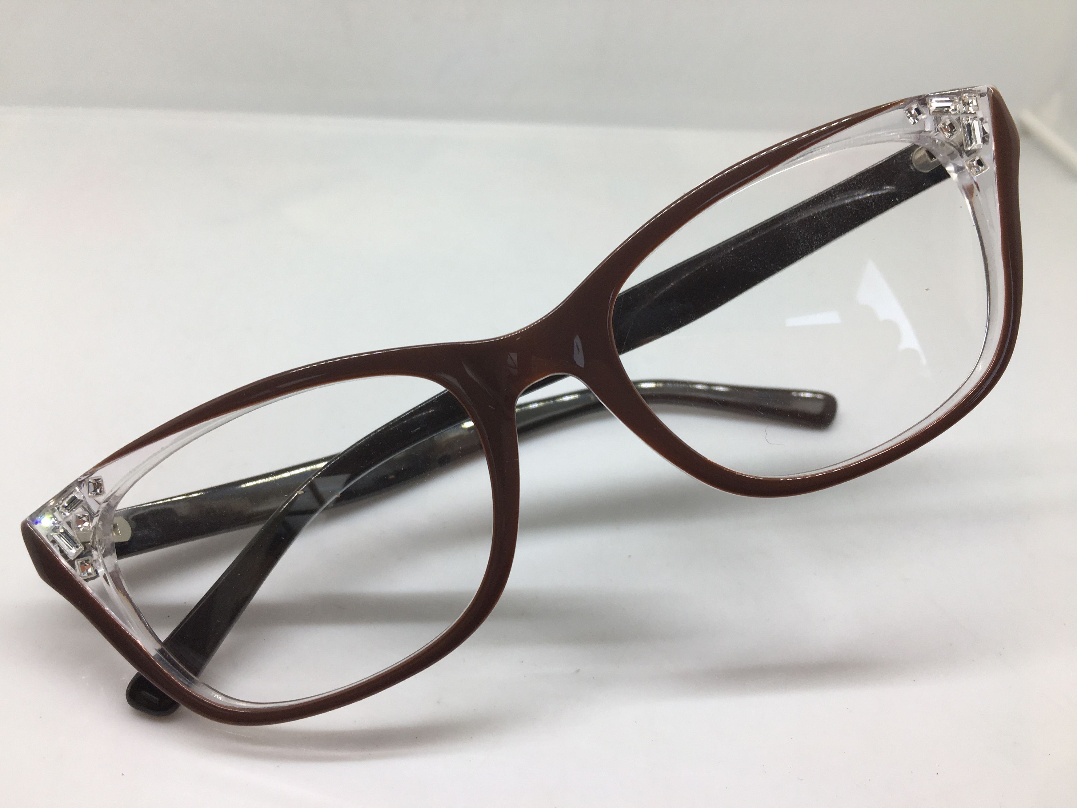 Betsey Johnson Betsey Johnson Clear Dark Red Cat Eye Eyeglasses Size ONE SIZE - 7 Thumbnail