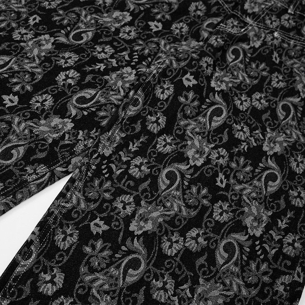 Jean Men's street trendy cashew flower full print jacquard jeans Size US 32 / EU 48 - 4 Thumbnail