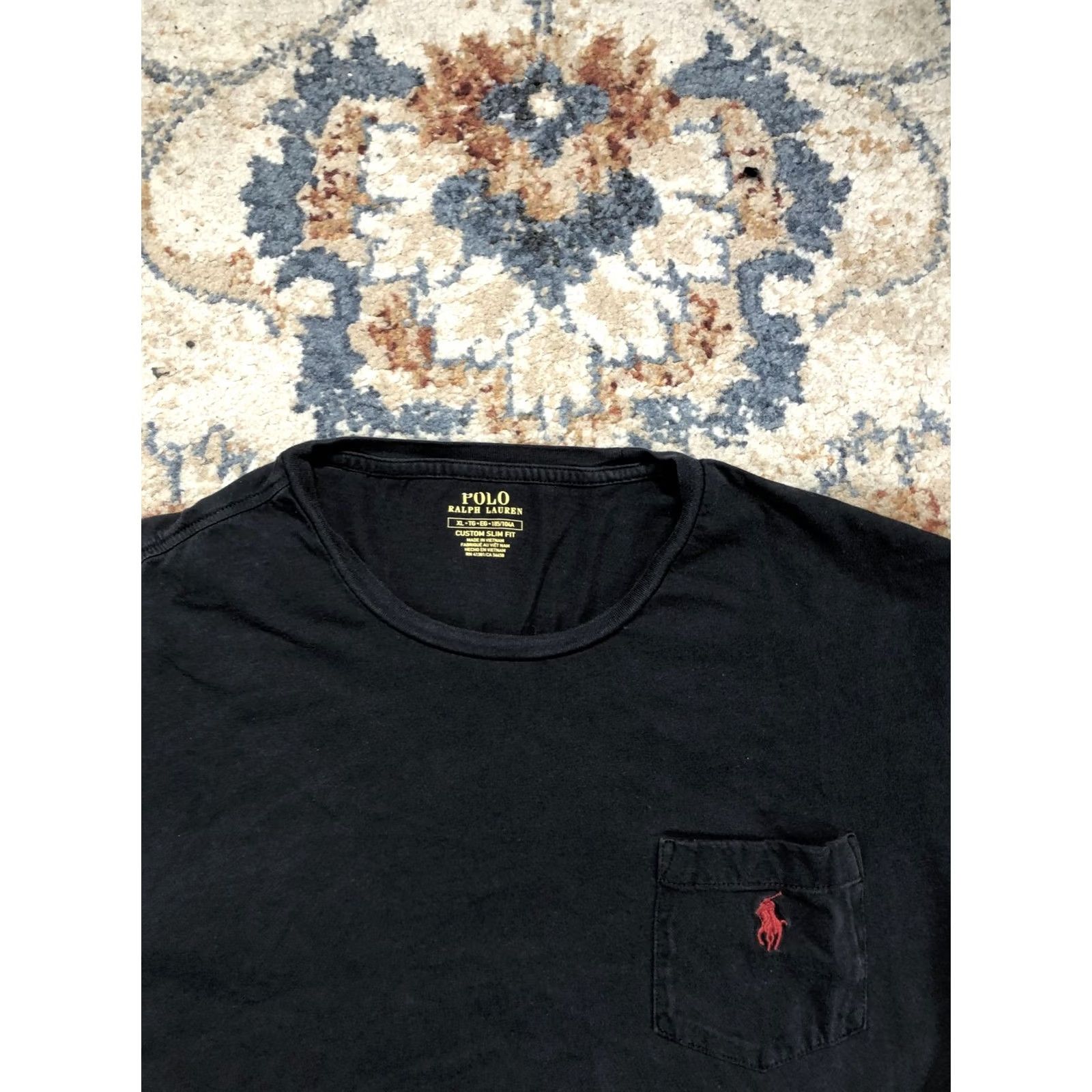 Polo Ralph Lauren Polo Ralph Lauren Shirt Mens XL Black Long Sleeve Pocket Pony Logo Tee Crewneck Size US XL / EU 56 / 4 - 2 Thumbnail