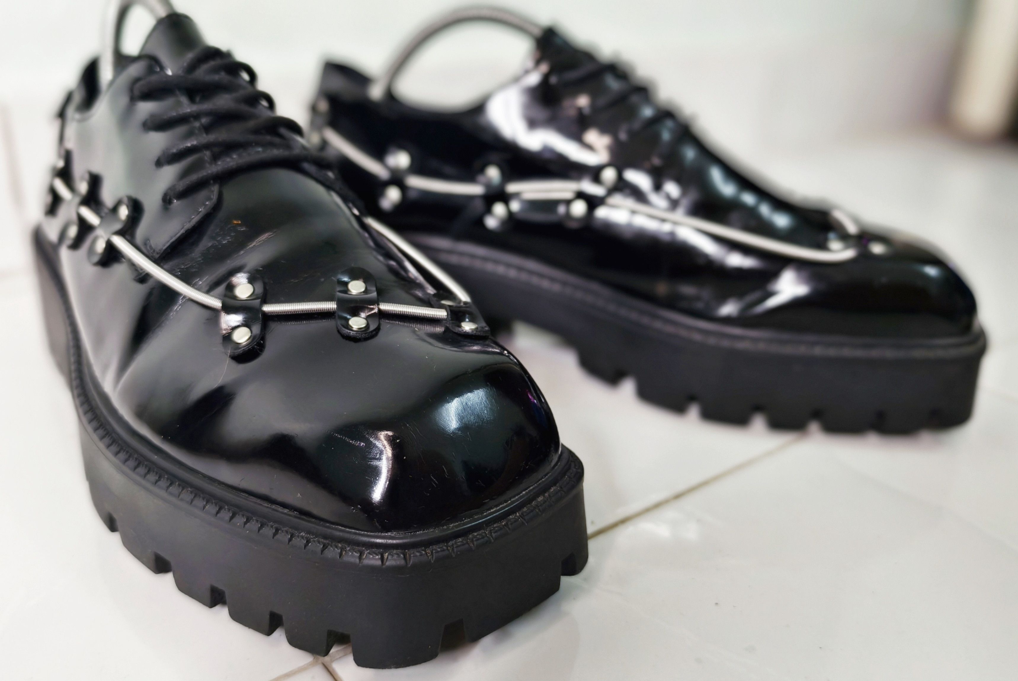 Japanese Brand British style niche square toe spring black oxford shoes Size US 6 / EU 39 - 2 Thumbnail