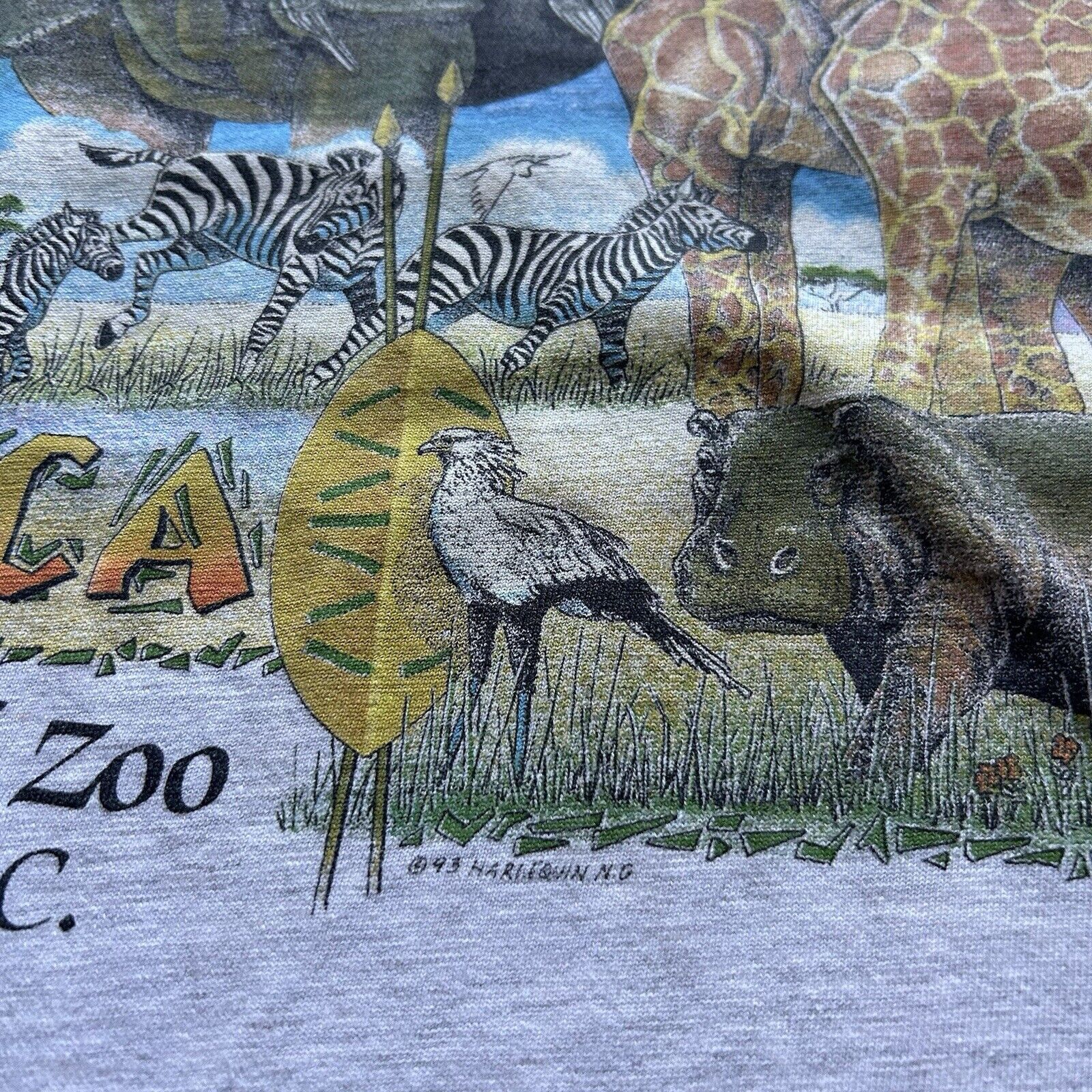 Hanes Vintage 90s Wildlife Africa Animal Art T Shirt XXL USA Made Size US XXL / EU 58 / 5 - 3 Thumbnail