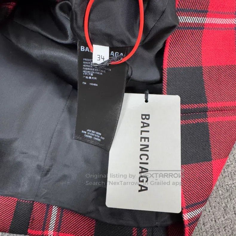 Other Balenciaga Plaid Red and Black Wool Hourglass Jacket Size XXS / US 00 / IT 34 - 6 Thumbnail