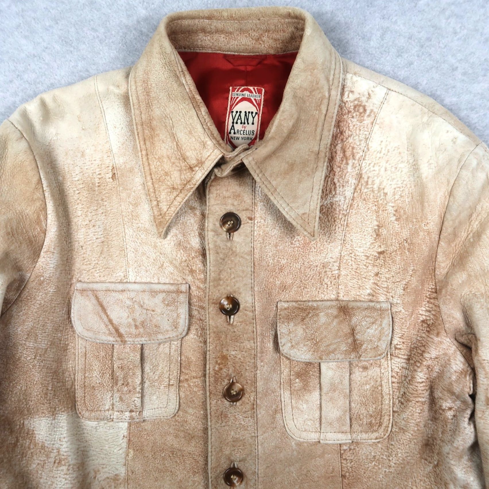 Vintage VINTAGE Vany by Arcelus New York Tan Leather Button Up Men's Size 46 Jacket Size US S / EU 44-46 / 1 - 3 Thumbnail