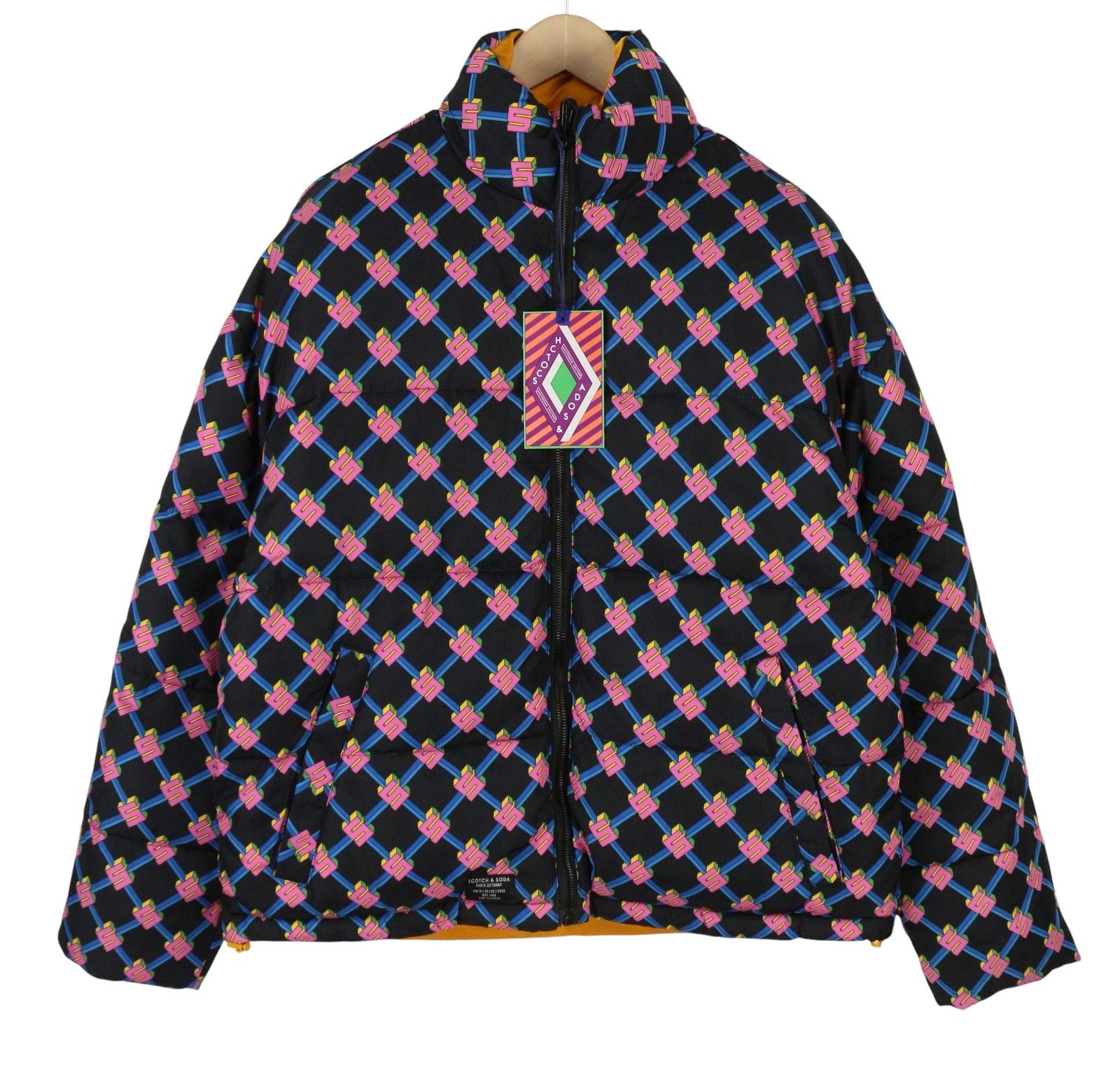 Scotch & Soda L Reversible Quilted Logo Print Puffer 88476 Size L / US 10 / IT 46 - 3 Thumbnail