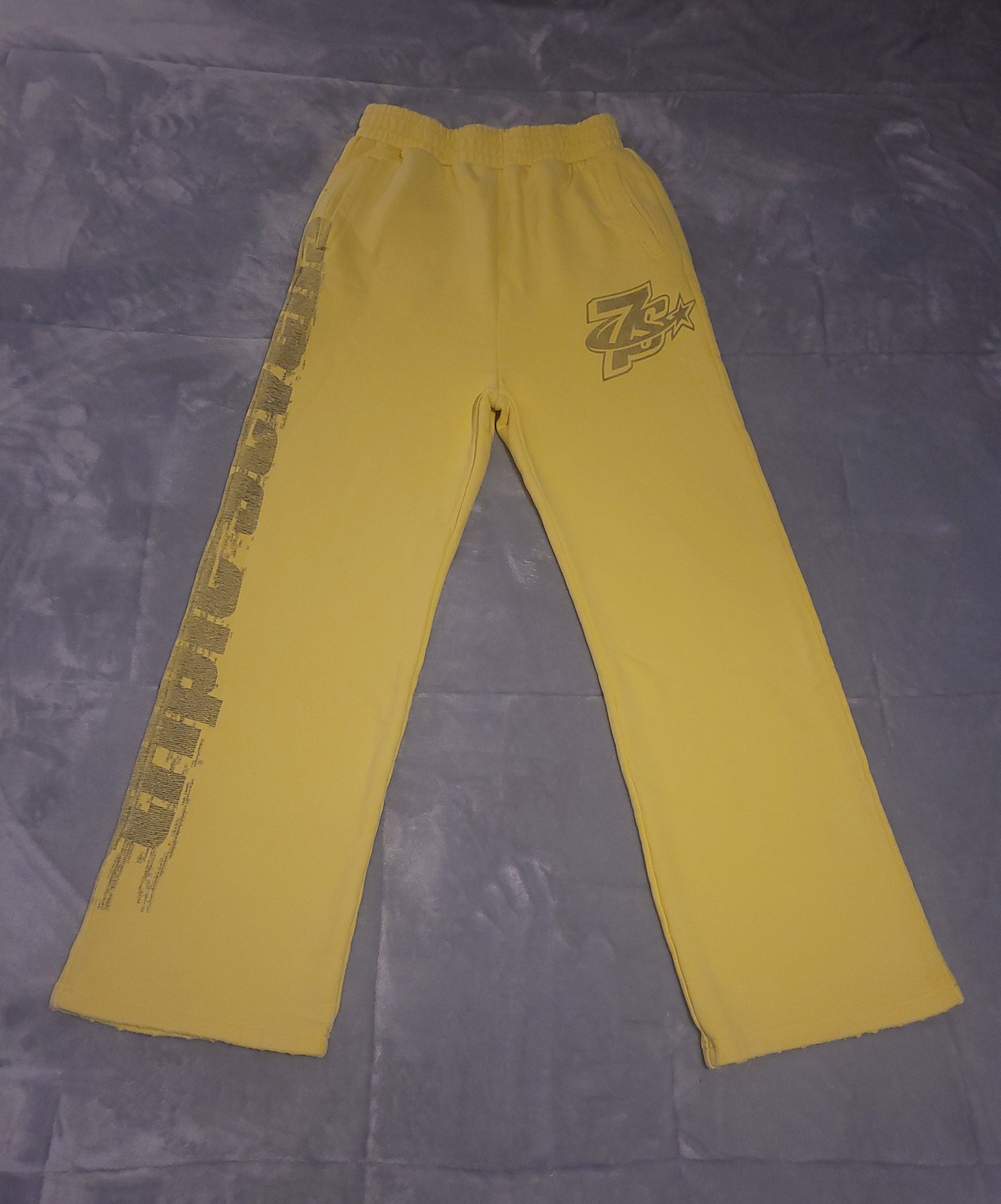 TRIPLE SEVENS Triple Sevens -Yellow Wide Leg Sweatpants- Mens Sz Med- BNWT Size US 30 / EU 46 - 1 Thumbnail