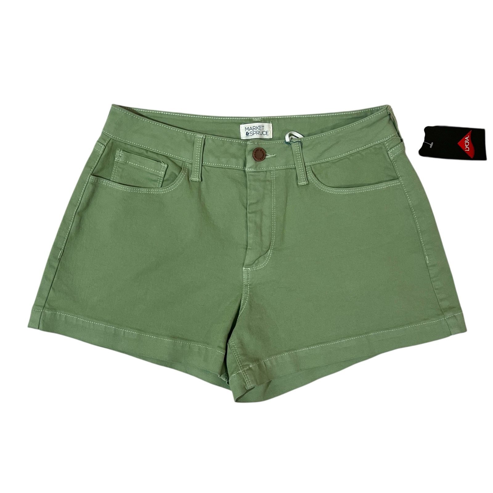 Other Light Green Lycra Stretchy 5 Pocket Mid Rise Shorts Size 28" / US 6 / IT 42 - 7 Thumbnail