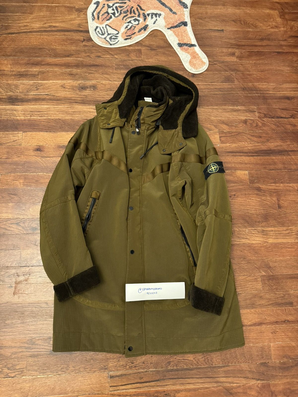 Nike Nike Lab x Stone Island Jacquard Grid Wool Fur Parka Green 