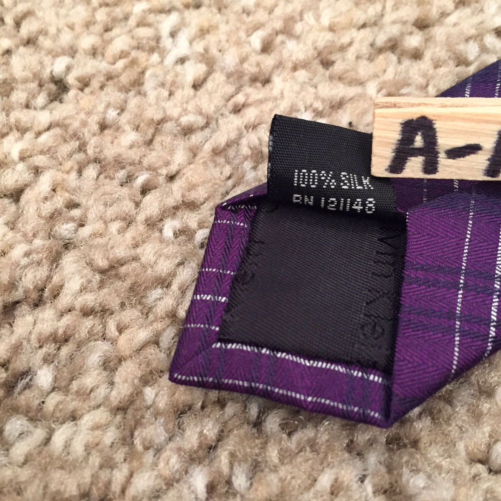 Calvin Klein Calvin Klein Tie 100% Silk Purple Silver Plaid Classic Men Size ONE SIZE - 5 Thumbnail