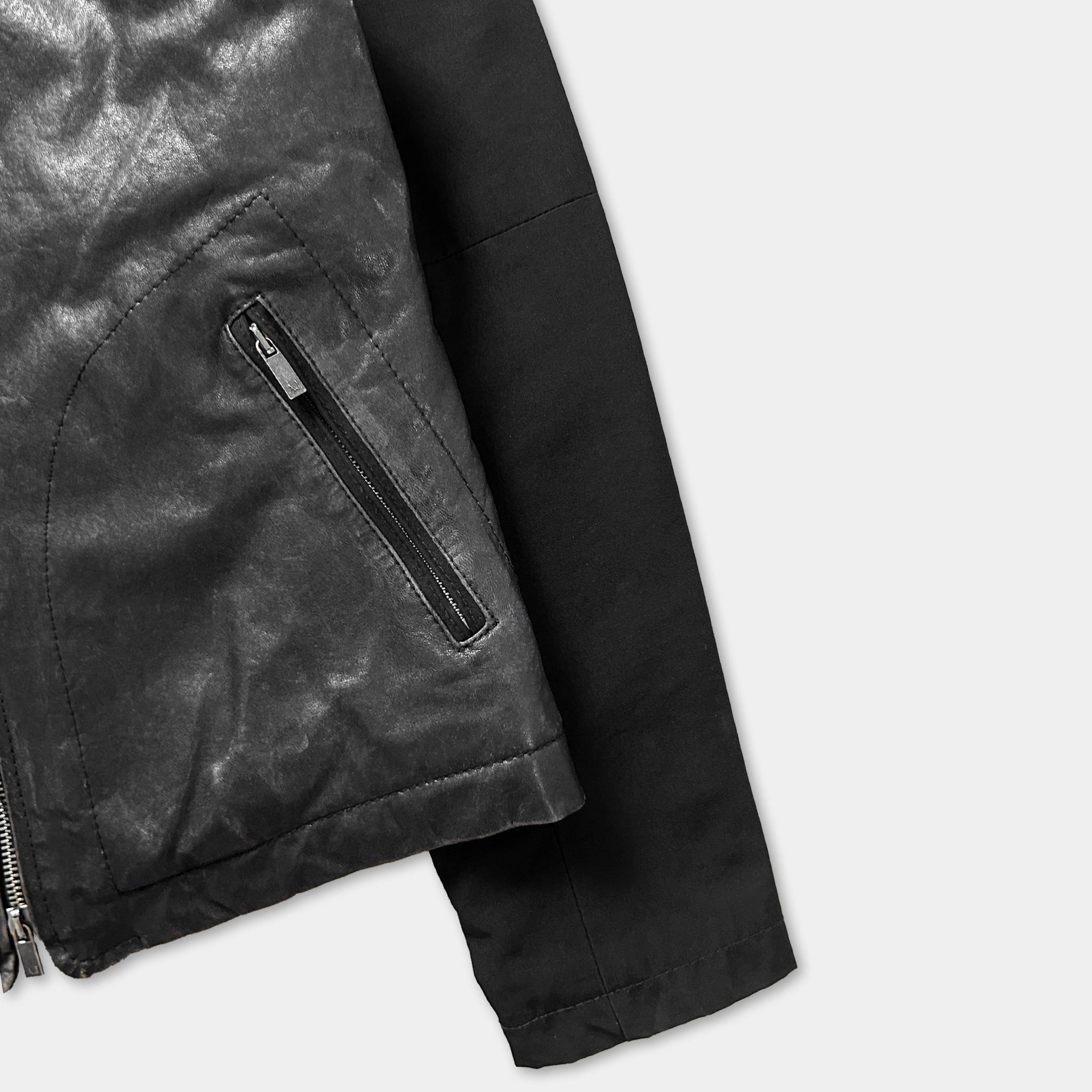 Armani Armani Jeans Black Leather Sleeves Jacket Size US M / EU 48-50 / 2 - 3 Thumbnail