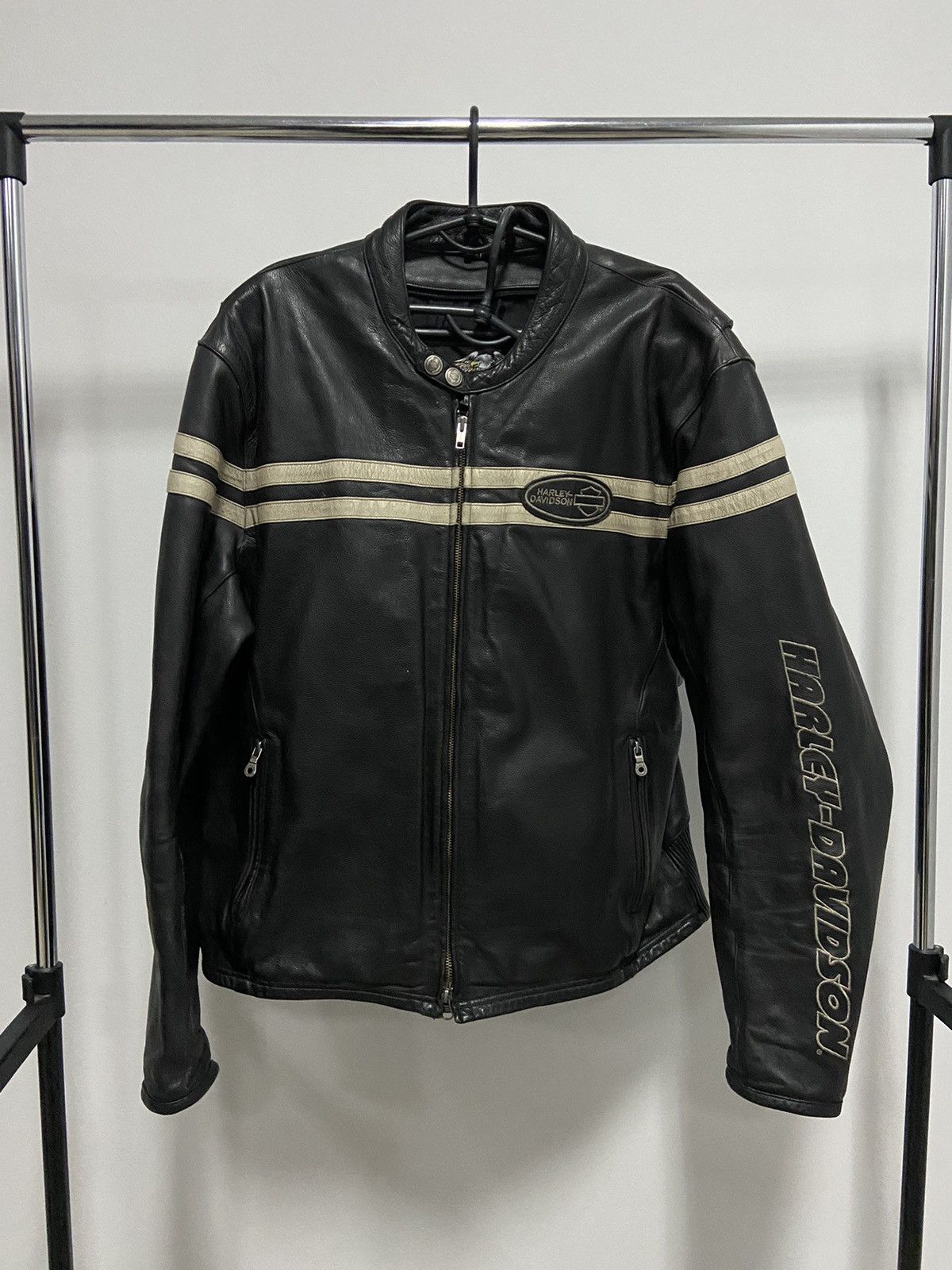 Harley Davidson × Vintage Harley Davidson leather jacket big logo moto vintage Size US XL / EU 56 / 4 - 2 Thumbnail