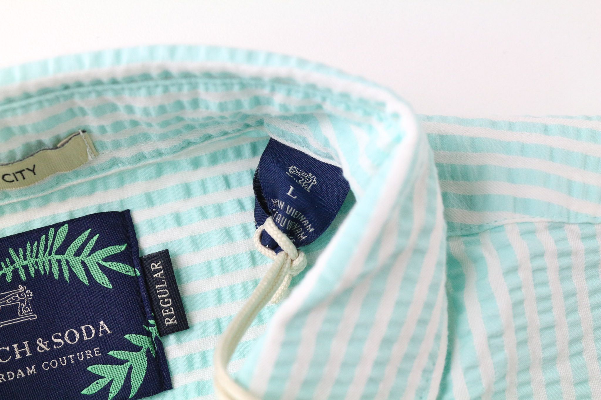 Scotch & Soda AMS COUTURE L Aqua Blue Cotton Striped Shirt 76183 Size US L / EU 52-54 / 3 - 6 Thumbnail