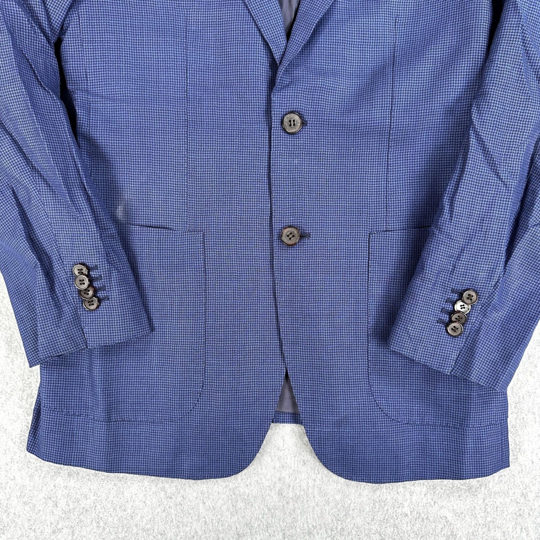 Suitsupply Suitsupply Havana Patch Blazer Sport Coat Men 38 Blue Wool Silk Linen Check Slim Size 38R - 2 Thumbnail