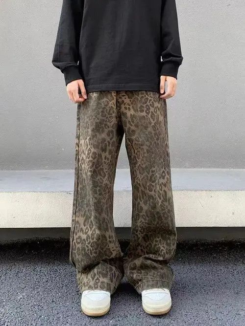 Japanese Brand × Jean Vintage Brown Leopard Print Straight Leg Micro Jeans Size US 32 / EU 48 - 1 Thumbnail