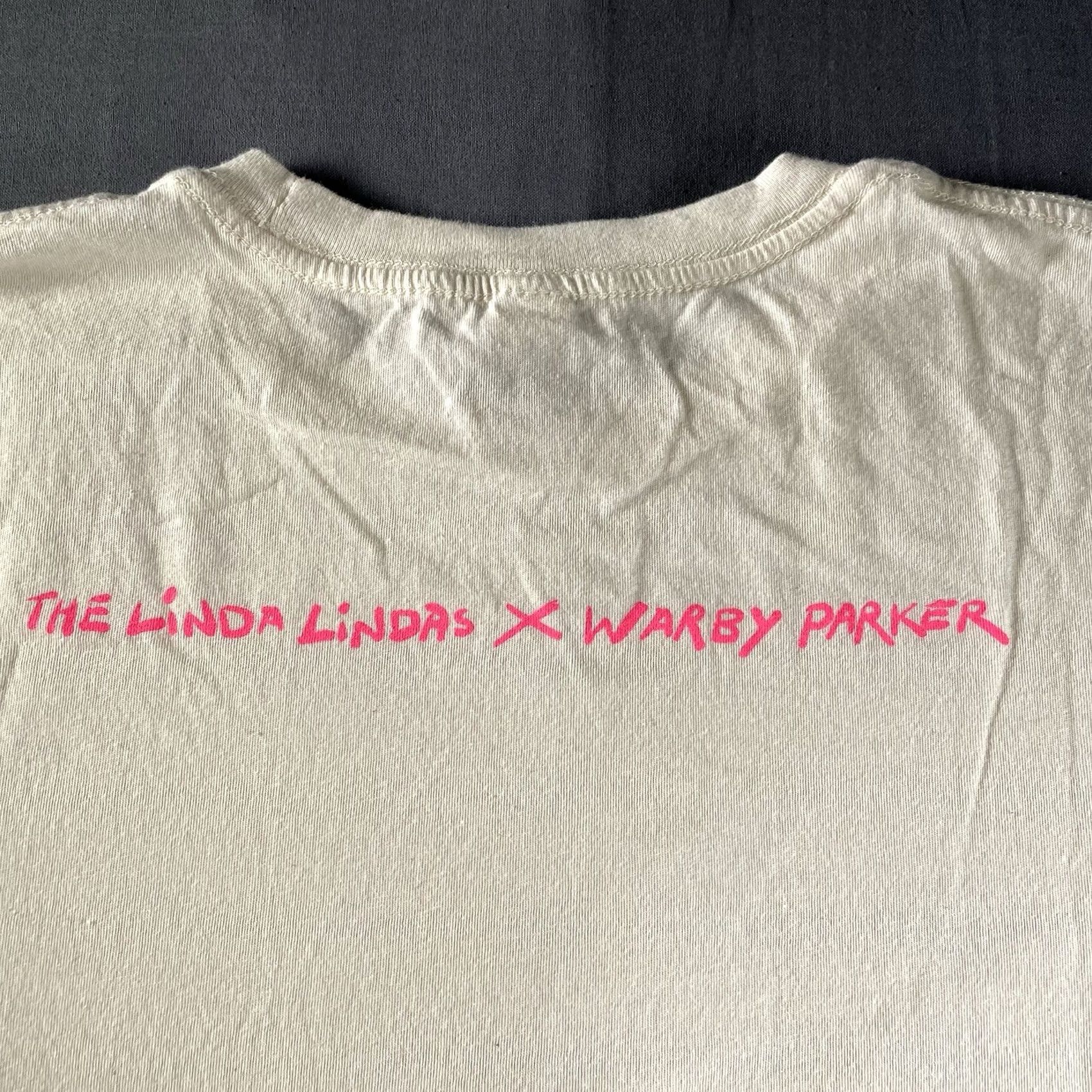 Parker The Linda Lindas Shirt Mens Medium Los Angeles Punk Rock Warby Parker Green Day T-Shirt Beige Mens Rock 90s (if applicable) Size US M / EU 48-50 / 2 - 4 Thumbnail