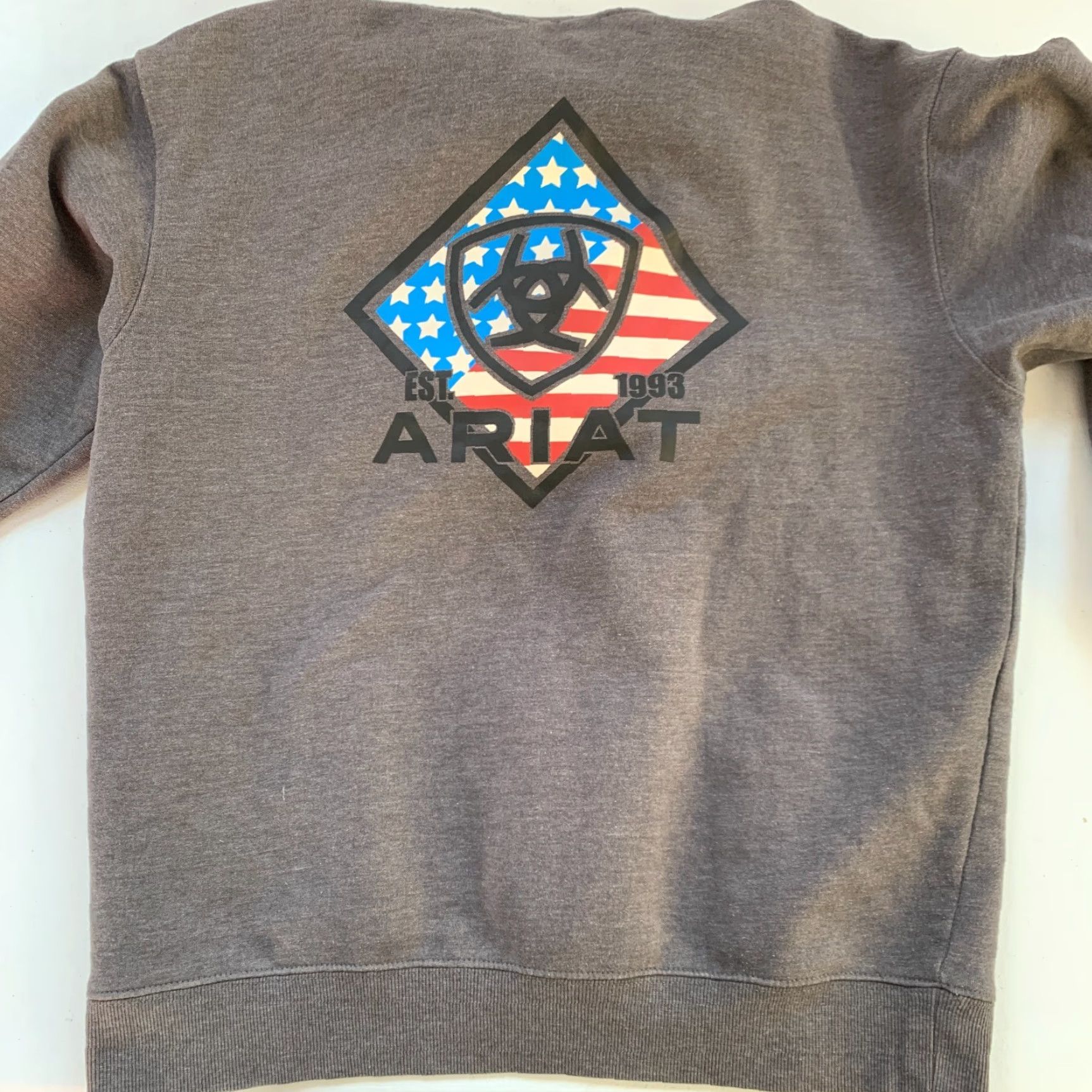 Ariat Ariat Hoodie Graphic Print Chest 46" Gray XL Mens Pullover Hooded Pockets Cotton Blend Fleece Size US XL / EU 56 / 4 - 4 Thumbnail