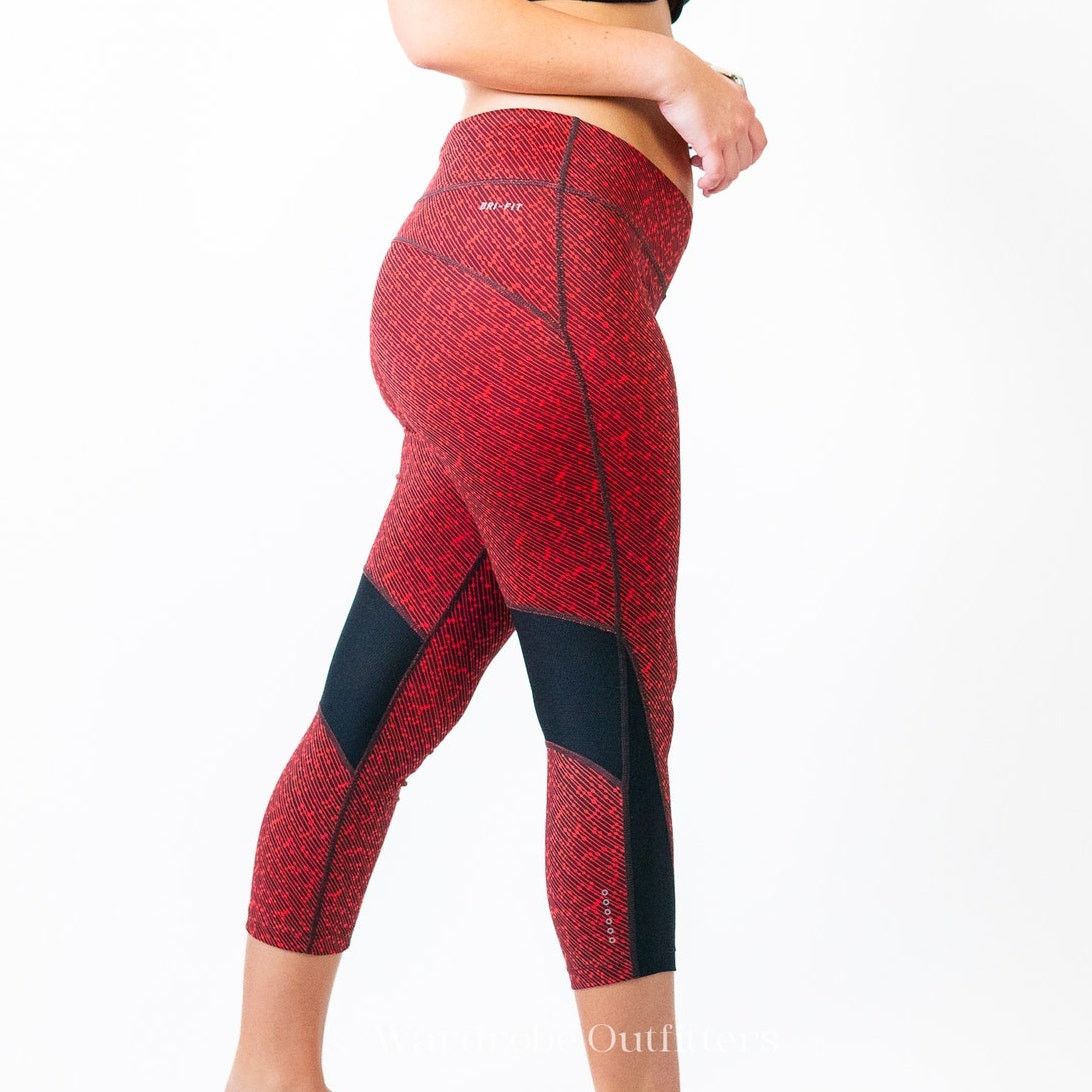 Nike NIKE PRO Dri-Fit Red x Black Spandex Lycra Leggings Size 28" / US 6 / IT 42 - 4 Thumbnail