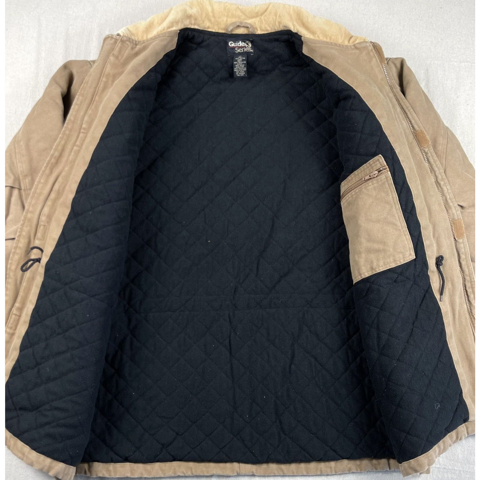 Vintage VINTAGE Guide Series Jacket Coat Lined Quilted Cotton Blend Canvas Zip Heavy Pockets Brown LT Mens Big & Tall Overcoat Standard Zip Size US L / EU 52-54 / 3 - 4 Thumbnail