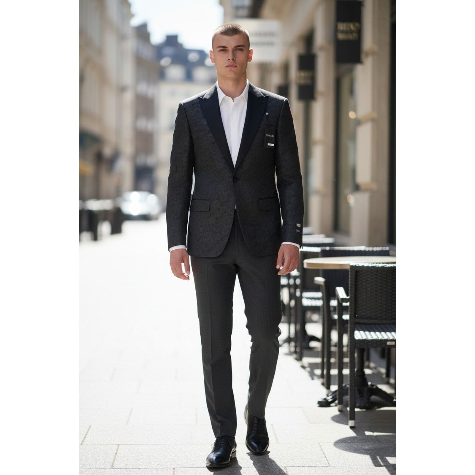 Jos. A. Bank JOS A BANK Jacquard Slim Fit Satin Peak Blazer Sz 38S $199 Size 38S - 1 Thumbnail
