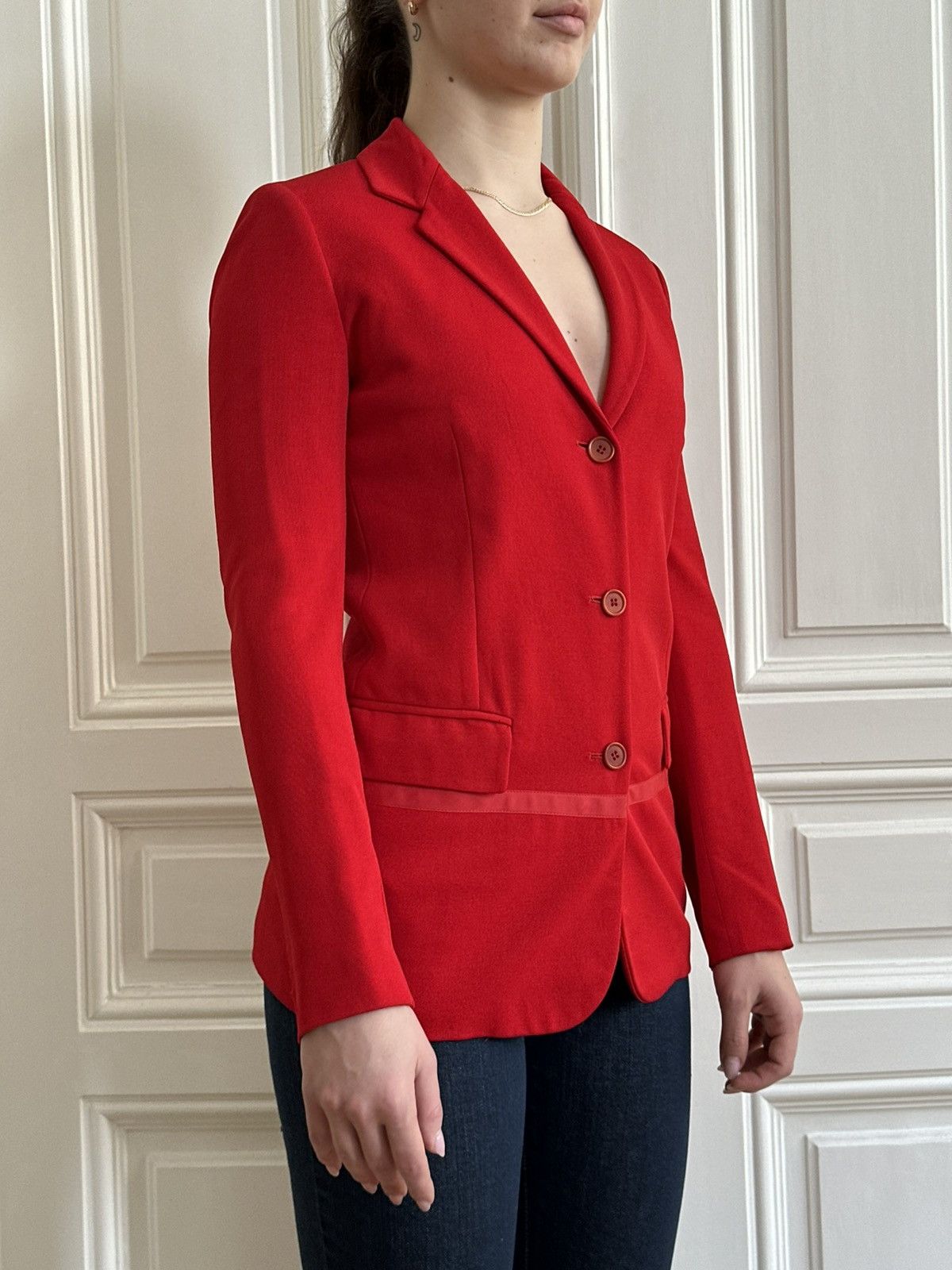 Helmut Lang Helmut Lang 1990s Runway Rare Archive Red Classic Blazer Size M / US 6-8 / IT 42-44 - 4 Thumbnail