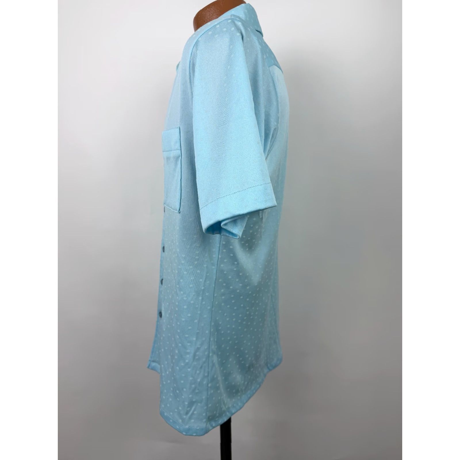 Vintage VINTAGE Joel California Disco Shirt Men M Blue Polka Dot Polyester 70s Stretchy Wrinkle Resistant Size US M / EU 48-50 / 2 - 7 Thumbnail