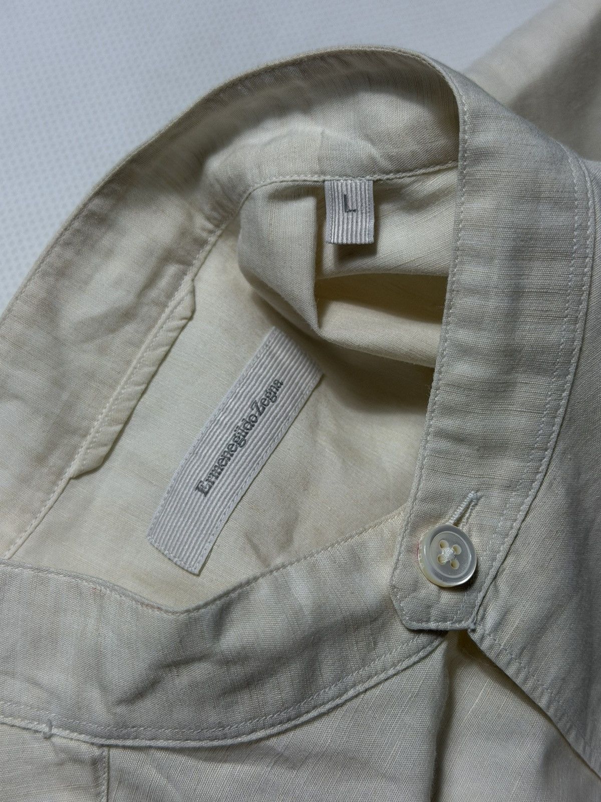 Ermenegildo Zegna Ermenegildo Zegna Linen Pocket Button Up Shirt Size US L / EU 52-54 / 3 - 6 Thumbnail