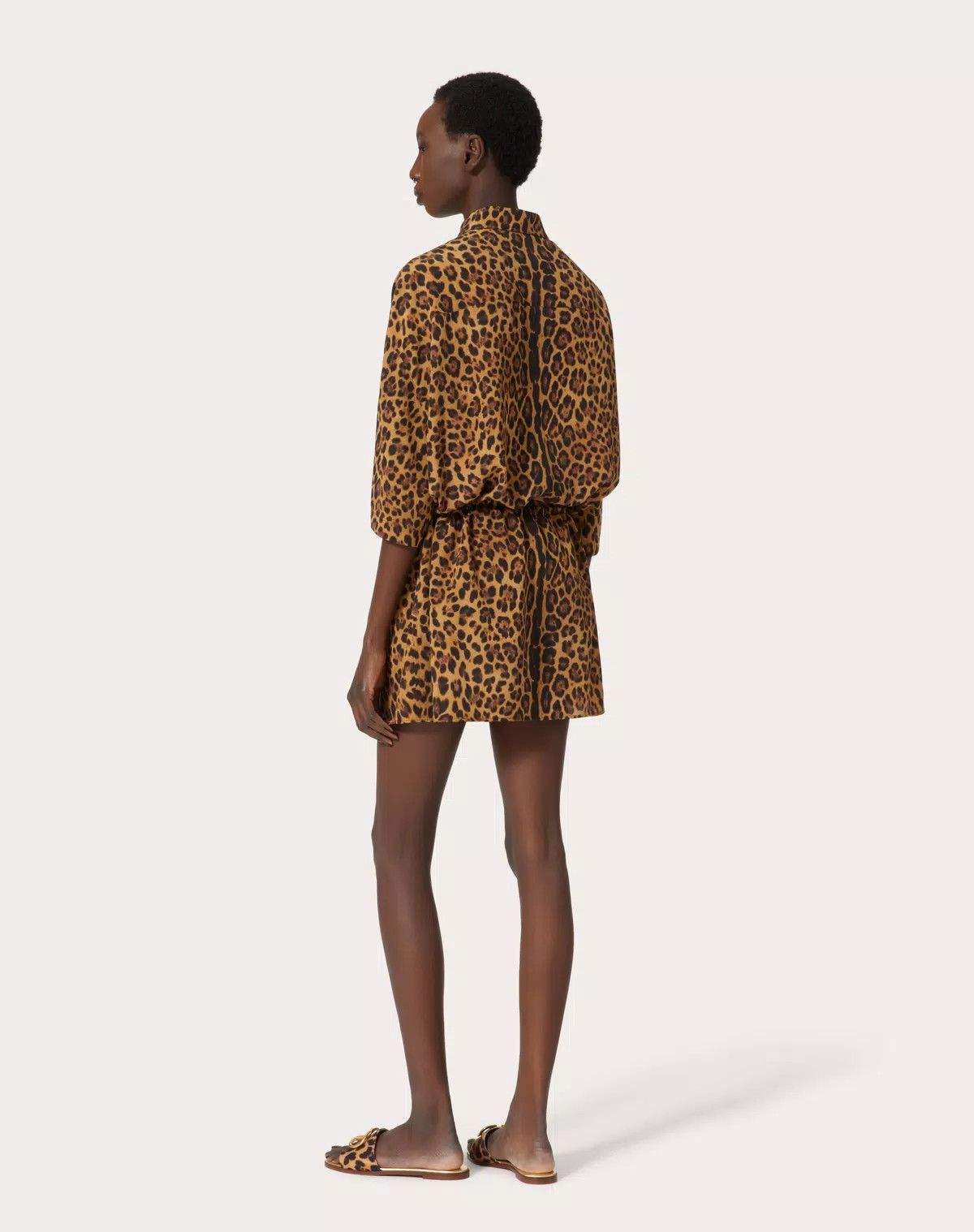 Valentino o1s1wg110625 Animalier Crepe Blouse in Leopard/Brown Size S / US 4 / IT 40 - 5 Thumbnail